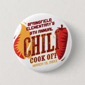Badge Rond 5 Cm Chili Cook | Concours BBQ Cookout (Devant)