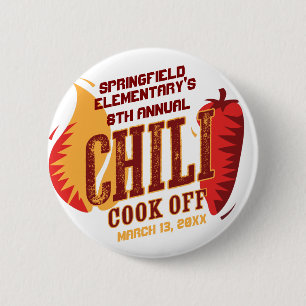 Badge Rond 5 Cm Chili Cook   Concours BBQ Cookout