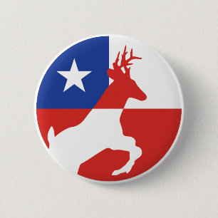 Badge Rond 5 Cm Chili Huemul Drapeau animal national chilien