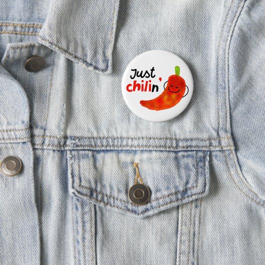 Badge Rond 5 Cm Chili Pepper Pun Positif - Juste chilien (En situation)