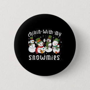 Badge Rond 5 Cm Chillat avec mes neiges Père Noël Snowman Funny No