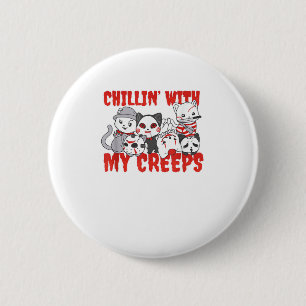 Badge Rond 5 Cm Chillin Avec Mes Creeps Chat Horreur Killer Hallow