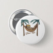 Badge Rond 5 Cm Chillin' Sloth dans un hamac T-shirt surdimensionn (Devant & derrière)