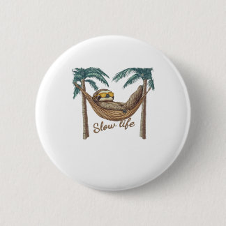 Badge Rond 5 Cm Chillin' Sloth dans un hamac T-shirt surdimensionn