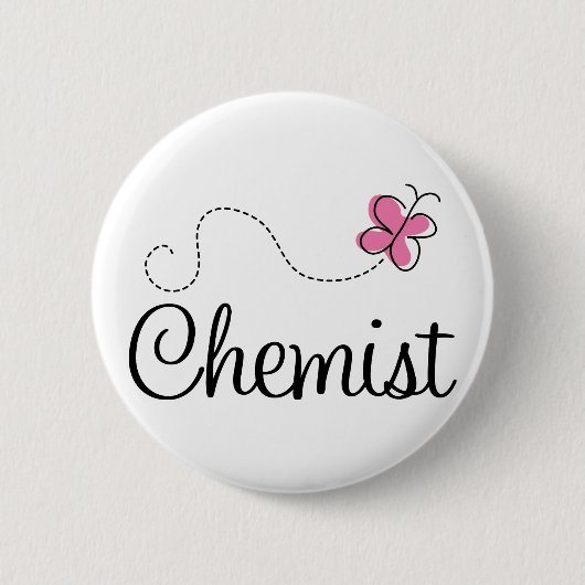 Badge Rond 5 Cm Chimiste rose mignon de papillon (Devant)