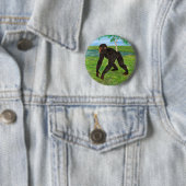 Badge Rond 5 Cm Chimpanzé (En situation)