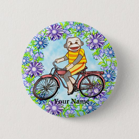 Badge Rond 5 Cm Chimpanzé en chaussette de vélo (Devant)
