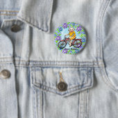 Badge Rond 5 Cm Chimpanzé en chaussette de vélo (En situation)