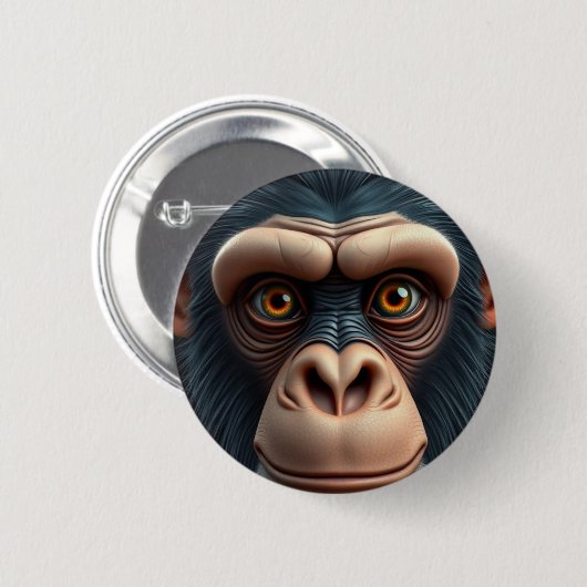 Badge Rond 5 Cm Chimpanzé fou mignon (Devant & derrière)