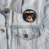 Badge Rond 5 Cm Chimpanzé fou mignon (En situation)