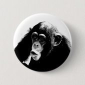 Badge Rond 5 Cm Chimpanzé noir blanc (Devant)