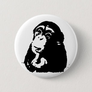 Badge Rond 5 Cm Chimpanzé Pop Art Thinking
