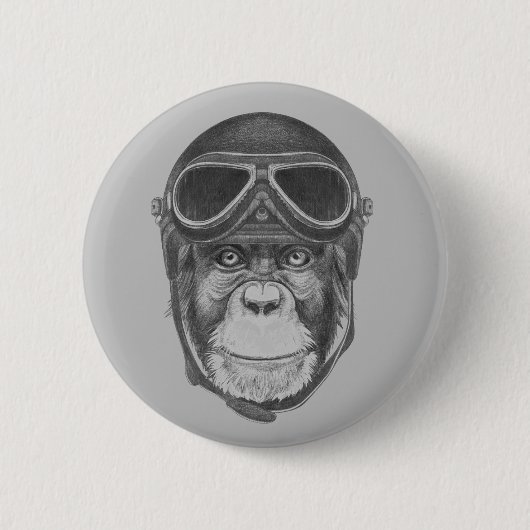 Badge Rond 5 Cm Chimpanzé vintage de casque (Devant)