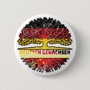 Badge Rond 5 Cm Chine Chinesisch Deutsch Deutschland Baum Wurzel