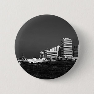Badge Rond 5 Cm Chine vintage Hong Kong gratte-ciel de bateau 