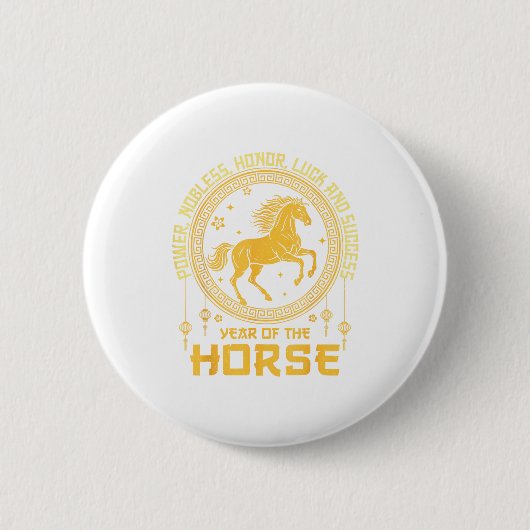 Badge Rond 5 Cm Chinese New Year 2026 Horse Happy Chinese New Year (Devant)