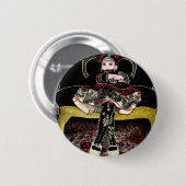 Badge Rond 5 Cm chinoise aux fleurs 3 (Devant & derrière)