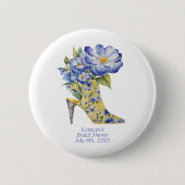 Badge Rond 5 Cm Chinoiserie florale moderne à talon élevé (Devant)