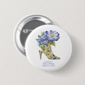 Badge Rond 5 Cm Chinoiserie florale moderne à talon élevé (Devant & derrière)