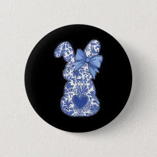 Badge Rond 5 Cm Chinoiserie Toile Bleu Pâques Vintage Boho Floral