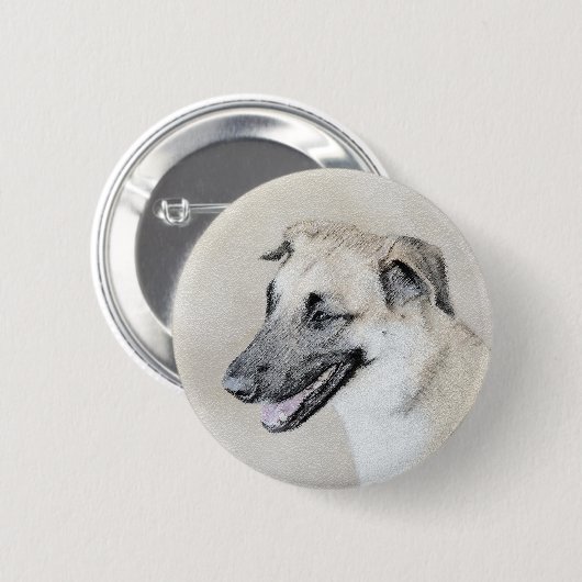 Badge Rond 5 Cm Chinook (oreilles d'hélicoptère) Peinture - Chien (Devant & derrière)