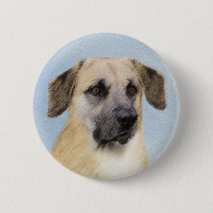 Badge Rond 5 Cm Chinook (Oreilles Laissées) Peinture - Art Chien o