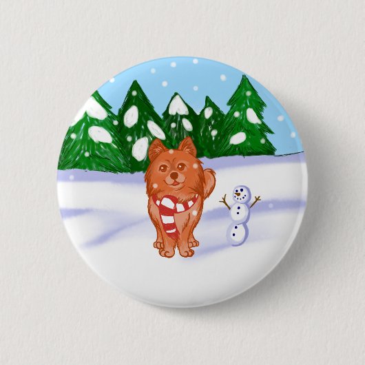 Badge Rond 5 Cm Chiot à neige (Devant)