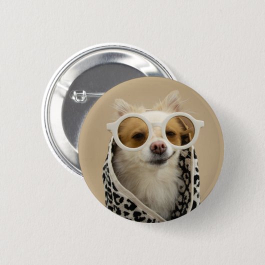 Badge Rond 5 Cm chiot cool (Devant & derrière)