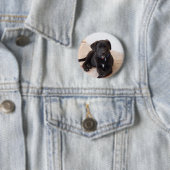Badge Rond 5 Cm Chiot de récupération Black Labrador (En situation)