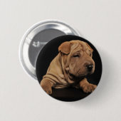 Badge Rond 5 Cm Chiot de Shar Pei (Devant & derrière)