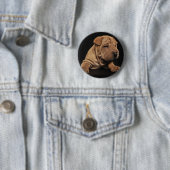 Badge Rond 5 Cm Chiot de Shar Pei (En situation)