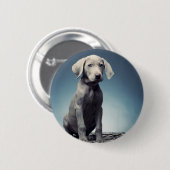 Badge Rond 5 Cm Chiot de Weimaraner (Devant & derrière)