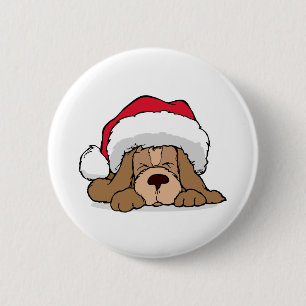 Badge Rond 5 Cm Chiot du Père Noël