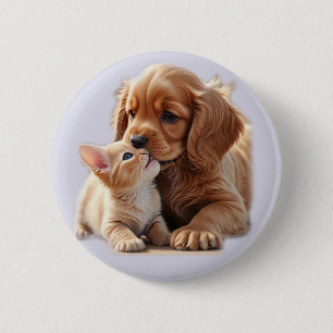 Badge Rond 5 Cm Chiot et chaton