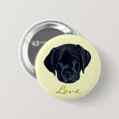 Badge Rond 5 Cm Chiot noir de Labrador (Devant & derrière)