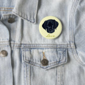 Badge Rond 5 Cm Chiot noir de Labrador (En situation)
