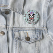 Badge Rond 5 Cm Chiot papillon (En situation)