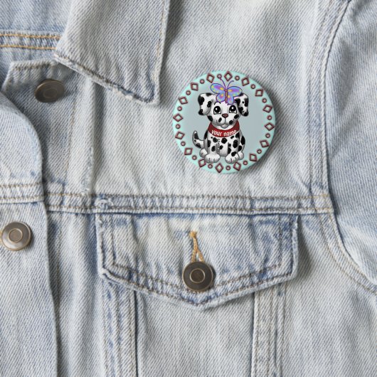 Badge Rond 5 Cm Chiot papillon (En situation)