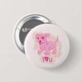 Badge Rond 5 Cm Chiot rose (Devant & derrière)