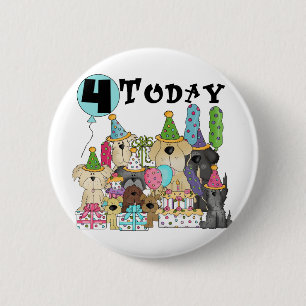 Badge Rond 5 Cm Chiots 4e anniversaire Bash Tshirts et cadeaux