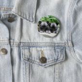 Badge Rond 5 Cm Chiots aux cheveux longs de chiwawa (En situation)