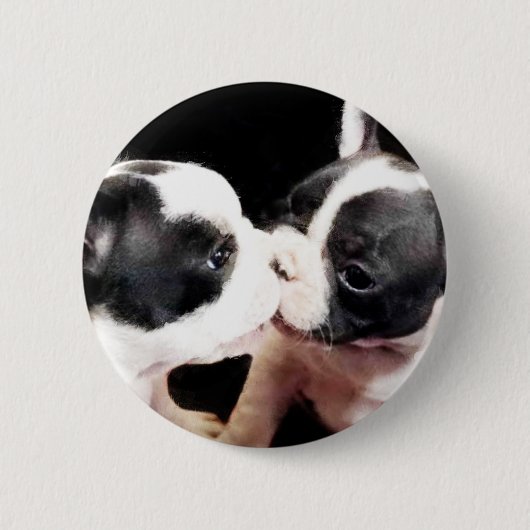 Badge Rond 5 Cm Chiots de bouledogue français (Devant)