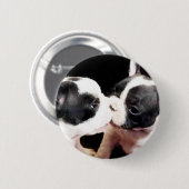 Badge Rond 5 Cm Chiots de bouledogue français (Devant & derrière)