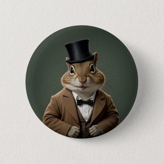 Badge Rond 5 Cm Chipmunk victorien (Devant)