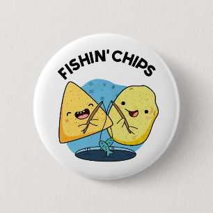 Badge Rond 5 Cm Chips de pêche Funny Food Pun