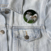 Badge Rond 5 Cm Chiwawa aux cheveux longs regardant (En situation)