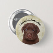 Badge Rond 5 Cm Chocolat Labrador (Devant & derrière)