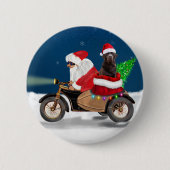 Badge Rond 5 Cm Chocolat Labrador Chien Noël Père Noël (Devant)