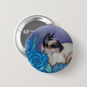 Badge Rond 5 Cm Chocolat Siamese Point (Devant & derrière)