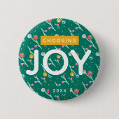 Badge Rond 5 Cm Choisir Joy Berries modernes en Jaune Vert Personn (Devant)